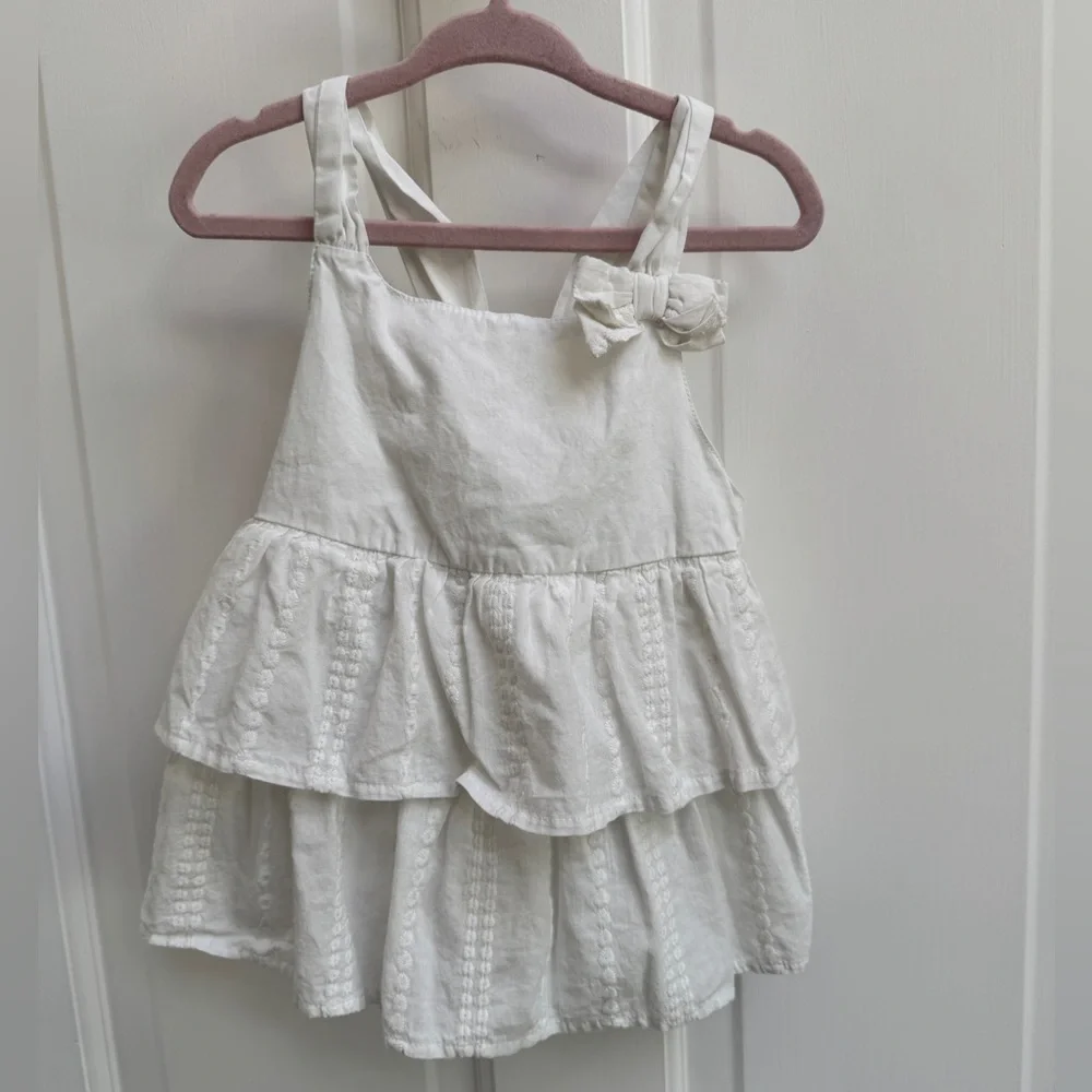 Gymboree 3T Girls White Sleeveless Ruffled Layer Blouse Shirt Top